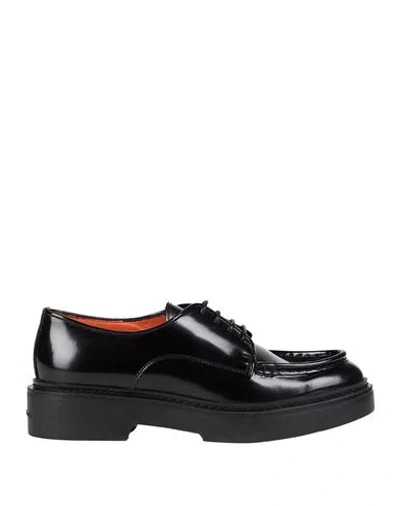 Santoni Woman Lace-up Shoes Black Size 8 Leather