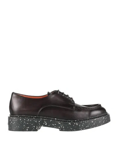 Santoni Woman Lace-up Shoes Black Size 8 Leather