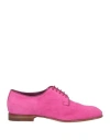 Santoni Woman Lace-up Shoes Fuchsia Size 8 Leather In Pink