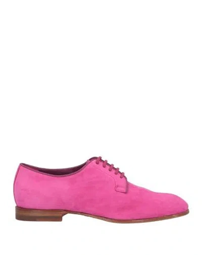 Santoni Woman Lace-up Shoes Fuchsia Size 8 Leather In Pink