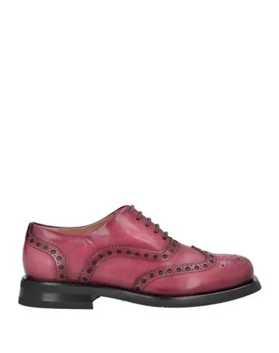 Santoni Woman Lace-up Shoes Garnet Size 9 Soft Leather In Red