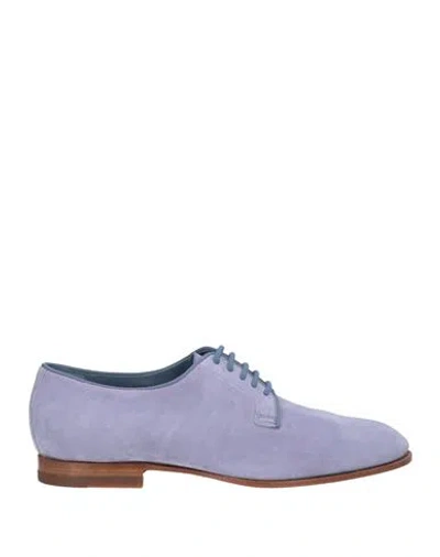 Santoni Woman Lace-up Shoes Lilac Size 8 Leather In Blue