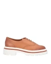 Santoni Woman Lace-up Shoes Tan Size 7 Leather In Brown