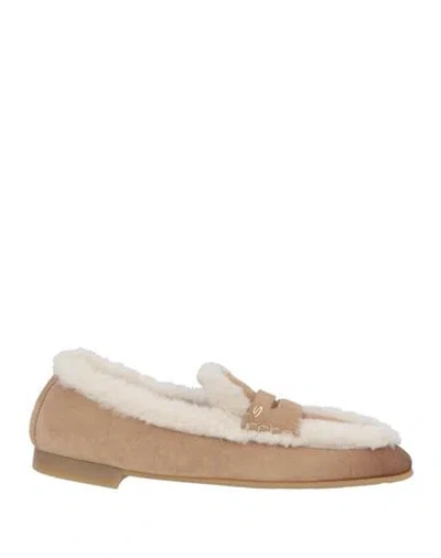 Santoni Woman Loafers Beige Size 6 Leather