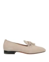 Santoni Woman Loafers Beige Size 7.5 Leather In Beige