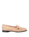 Santoni Woman Loafers Beige Size 8 Leather In Beige