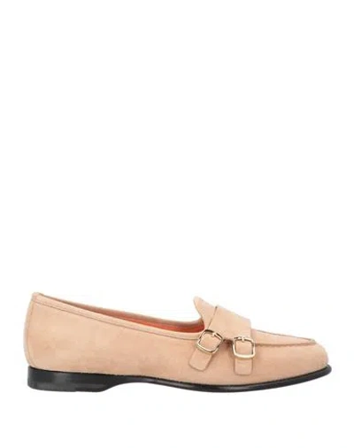 Santoni Woman Loafers Beige Size 8 Leather