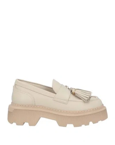 Santoni Woman Loafers Beige Size 8 Leather