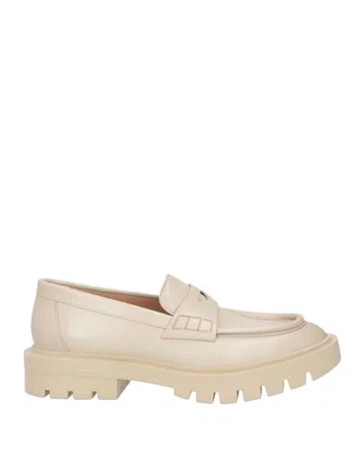 Santoni Woman Loafers Beige Size 8 Leather