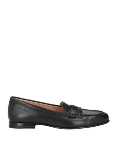 Santoni Woman Loafers Black Size 11 Soft Leather