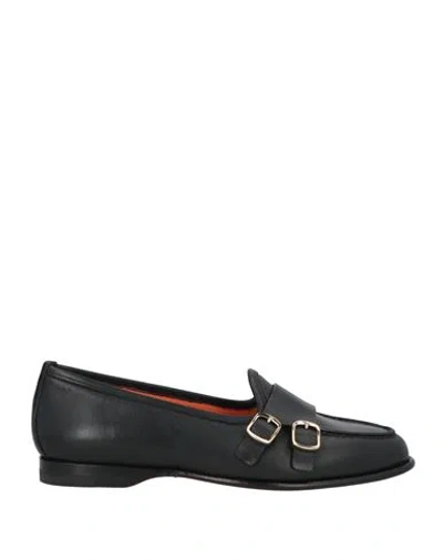 Santoni Woman Loafers Black Size 6 Leather