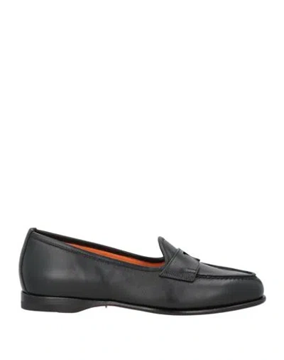 Santoni Woman Loafers Black Size 8 Leather