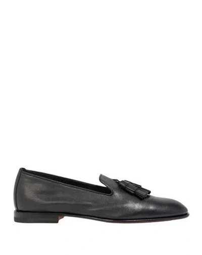 Santoni Woman Loafers Black Size 8 Leather