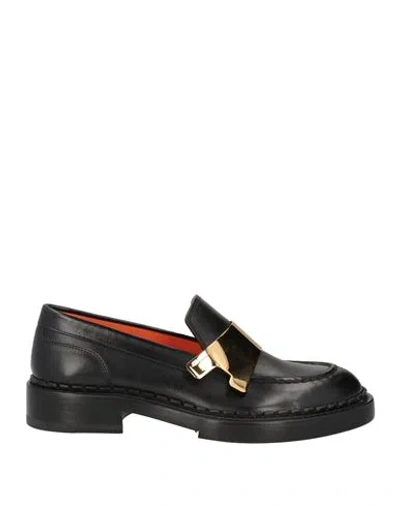 Santoni Woman Loafers Black Size 8 Leather