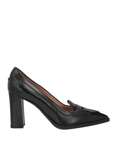 Santoni Woman Loafers Black Size 9 Leather