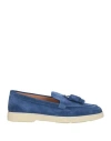 Santoni Tassel-detail Suede Loafers In Blau