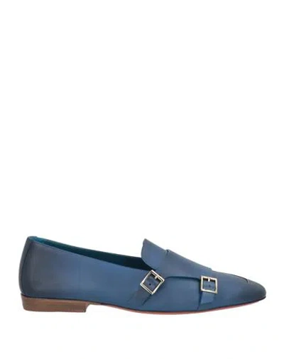 Santoni Woman Loafers Blue Size 5.5 Leather