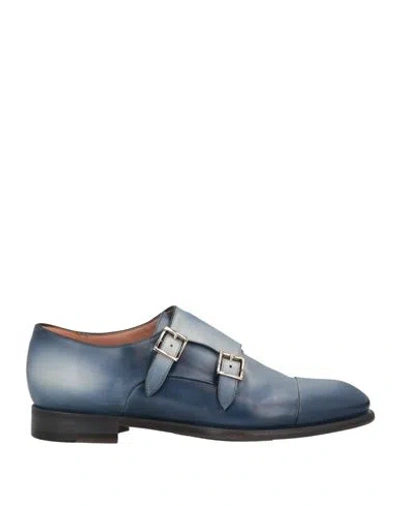 Santoni Woman Loafers Blue Size 7.5 Soft Leather