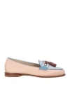 Santoni Women's Pink And Light Blue Leather Andrea Tassel Loafer In Pink