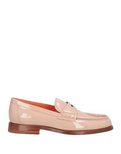 Santoni Woman Loafers Blush Size 8 Leather In Pink