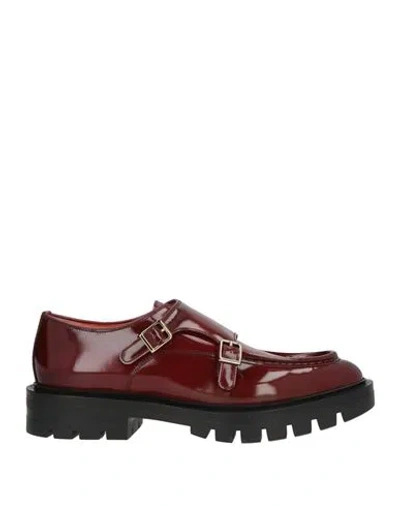 Santoni Woman Loafers Brick Size 9 Leather In Burgundy