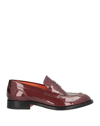 Santoni Woman Loafers Burgundy Size 8 Leather In Red