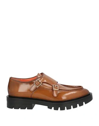 Santoni Woman Loafers Camel Size 11 Leather In Brown