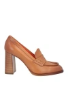 Santoni Woman Loafers Camel Size 8 Leather In Beige