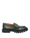 Santoni Woman Loafers Dark Green Size 8 Leather In Green