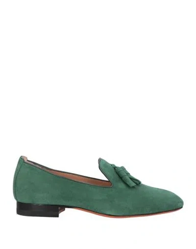 Santoni Woman Loafers Green Size 8 Leather