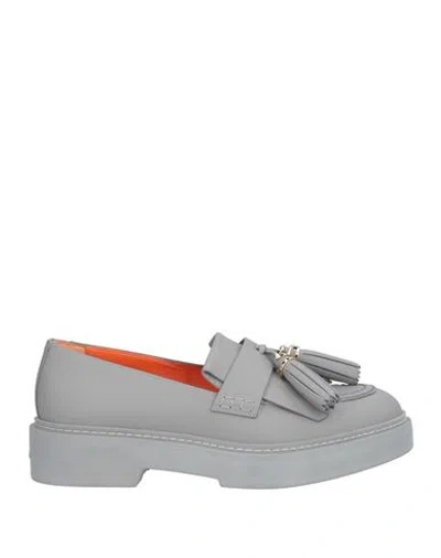 Santoni Woman Loafers Grey Size 7.5 Leather