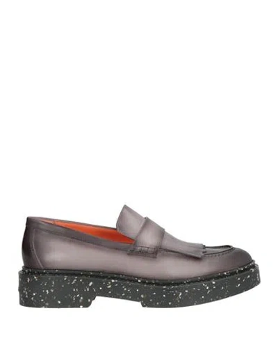 Santoni Woman Loafers Grey Size 8 Leather In Multi