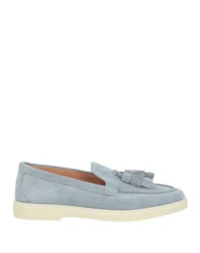 Santoni Woman Loafers Light Blue Size 5 Soft Leather In Blue
