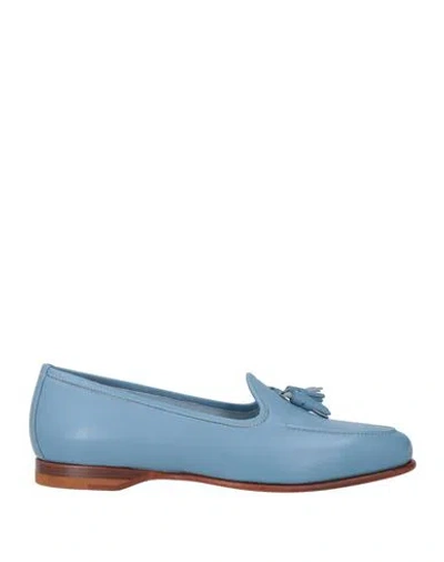 Santoni Woman Loafers Light Blue Size 6.5 Leather