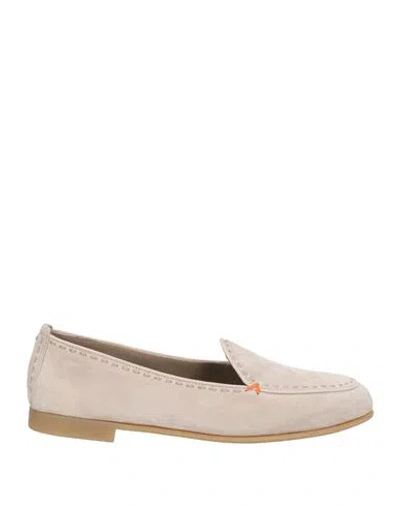 Santoni Woman Loafers Light Grey Size 7.5 Leather In Neutral