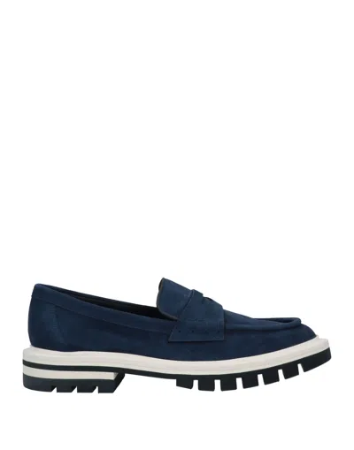 Santoni Loafers In Navy Blue