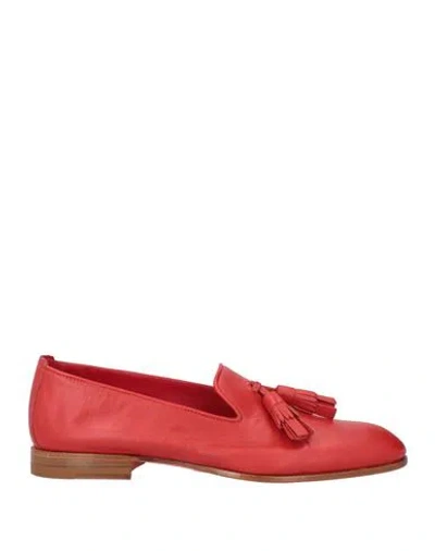 Santoni Woman Loafers Red Size 7.5 Leather