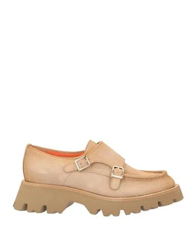 Santoni Woman Loafers Beige Size 12 Soft Leather