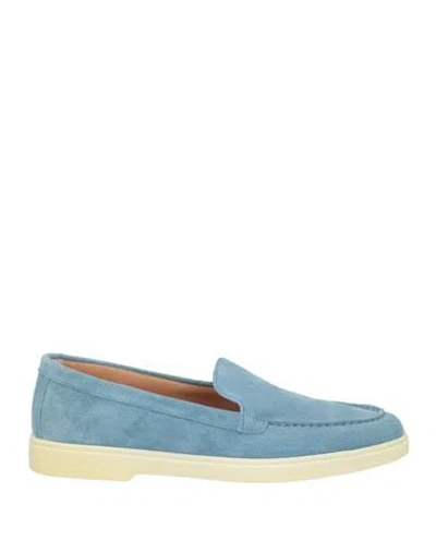 Santoni Woman Loafers Slate Blue Size 6.5 Leather