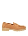 Santoni Woman Loafers Tan Size 8 Leather In Brown