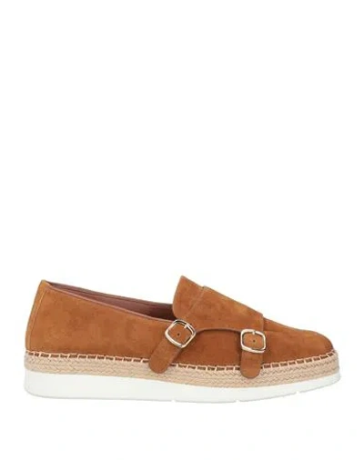 Santoni Woman Loafers Tan Size 8 Soft Leather In Brown