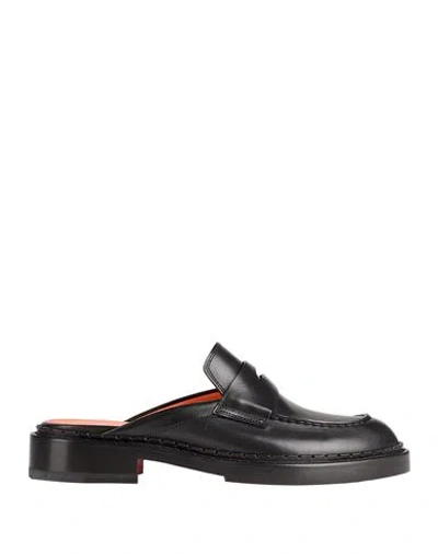 Santoni Black Strap Loafers In Black-n01