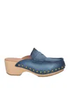 Santoni Woman Mules & Clogs Blue Size 7.5 Soft Leather