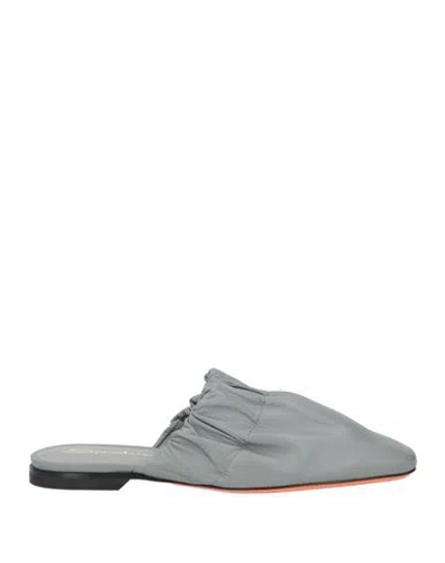 Santoni Woman Mules & Clogs Grey Size 7 Leather In Gray