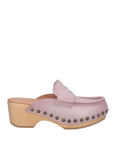 Santoni Woman Mules & Clogs Lilac Size 6 Soft Leather In Purple