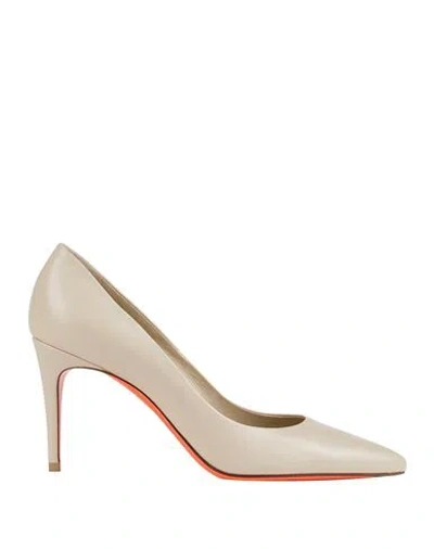 Santoni Woman Pumps Beige Size 5 Leather In Sand