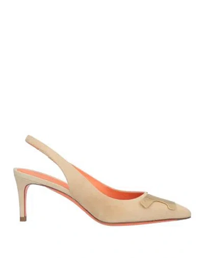 Santoni Woman Pumps Beige Size 11 Leather