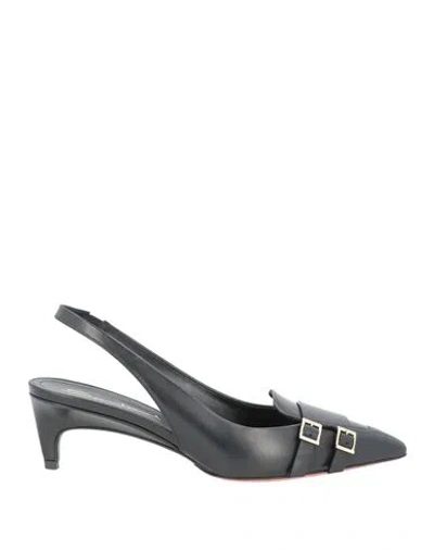 Santoni Woman Loafers Black Size 11 Soft Leather