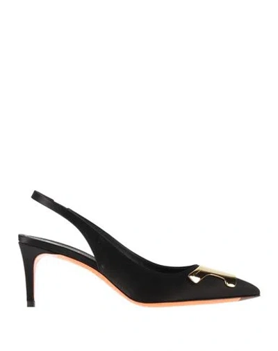 Santoni Woman Pumps Black Size 7.5 Textile Fibers