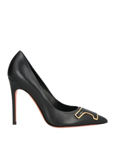 Santoni Woman Pumps Black Size 8 Leather